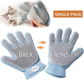 2in1 Double Sided Pet Grooming Glove, Deshedding Massage Brush Mitt For Cats & Dogs, Remove Loose Fur On Pets & Furniture, Easy Clean (Option: BLUE)